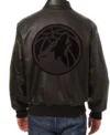 Minnesota Timberwolves Black Bomber Leather Jacket