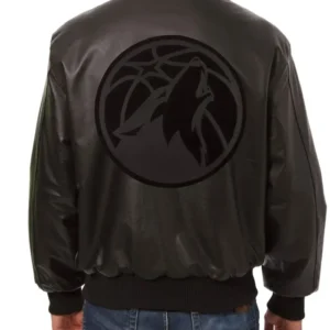 Minnesota Timberwolves Black Bomber Leather Jacket