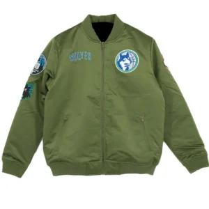 Minnesota Timberwolves Green Bomber Satin Jacket
