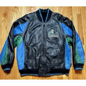 Minnesota Timberwolves Leather Vintage Bomber Jacket