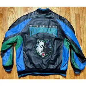 Minnesota Timberwolves Leather Vintage Bomber Jacket Sale