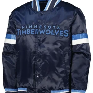 Minnesota Timberwolves Navy Blue Satin Bomber Jacket