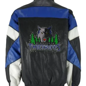 Minnesota Timberwolves Vintage Leather Zipper Jacket