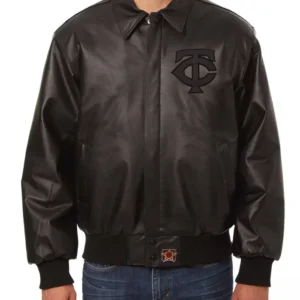 Minnesota Twins Black Leather Jacket