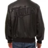Minnesota Twins Black Leather Jacket Back