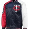 Minnesota Twins Raglan Navy and Red Varsity Jacket