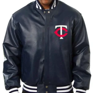 Minnesota Twins Varsity Navy Blue Leather Jacket