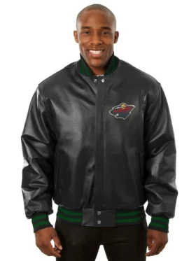 Minnesota Wild Black Leather Jacket