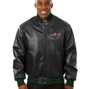 Minnesota Wild Black Leather Jacket