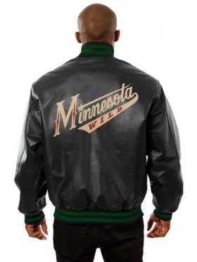 Minnesota Wild Black Leather Jacket Back