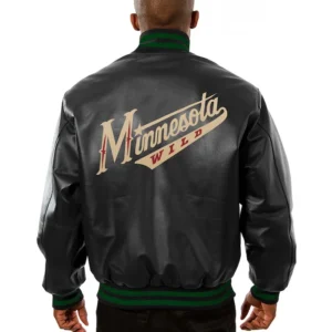 Minnesota Wild Black Leather Jacket Back