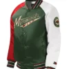 Minnesota Wild Green Full Snap Satin Varsity Jacket
