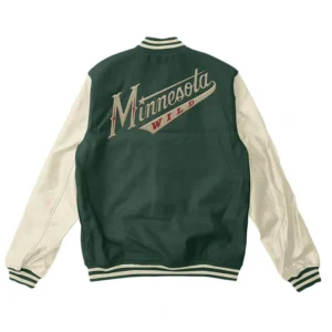Minnesota Wild Green and Cream Varsity Jacket Back