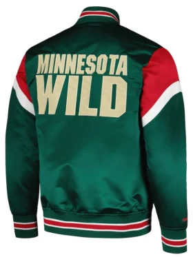 Minnesota Wild Satin Full Snap Jacket Back