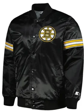 Missouri Boston Bruins Pick and Roll Black Satin Varsity Jacket
