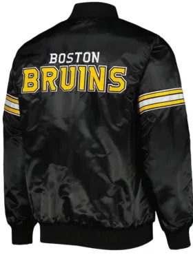 Missouri Boston Bruins Pick and Roll Black Satin Varsity Jacket Back