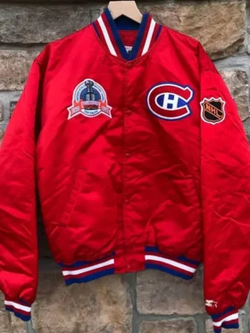 Montreal Canadiens 1993 Stanley Cup Red Satin Varsity Jacket