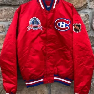 Montreal Canadiens 1993 Stanley Cup Red Satin Varsity Jacket
