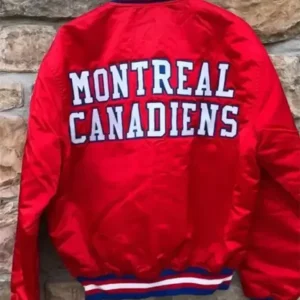 Montreal Canadiens 1993 Stanley Cup Red Satin Varsity Jacket back