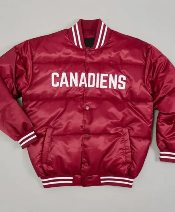 Montreal Canadiens Burgundy Bubble Satin Varsity Jacket