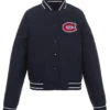 Montreal Canadiens Front Hit Poly Twill Navy Varsity Jacket