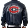 Montreal Canadiens Navy Blue Bomber Leather Jacket Back
