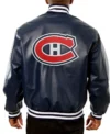 Montreal Canadiens Navy Blue Bomber Leather Jacket Back