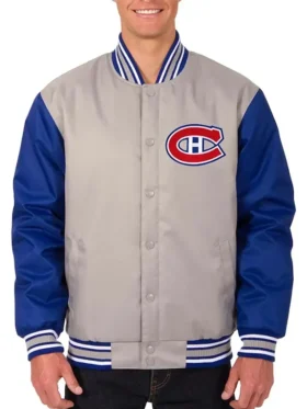 Montreal Canadiens Poly Twill Gray and Royal Jacket