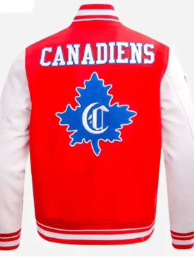 Montreal Canadiens Retro Classic Rib Red Varsity Jacket Back
