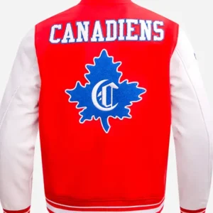 Montreal Canadiens Retro Classic Rib Red Varsity Jacket Back