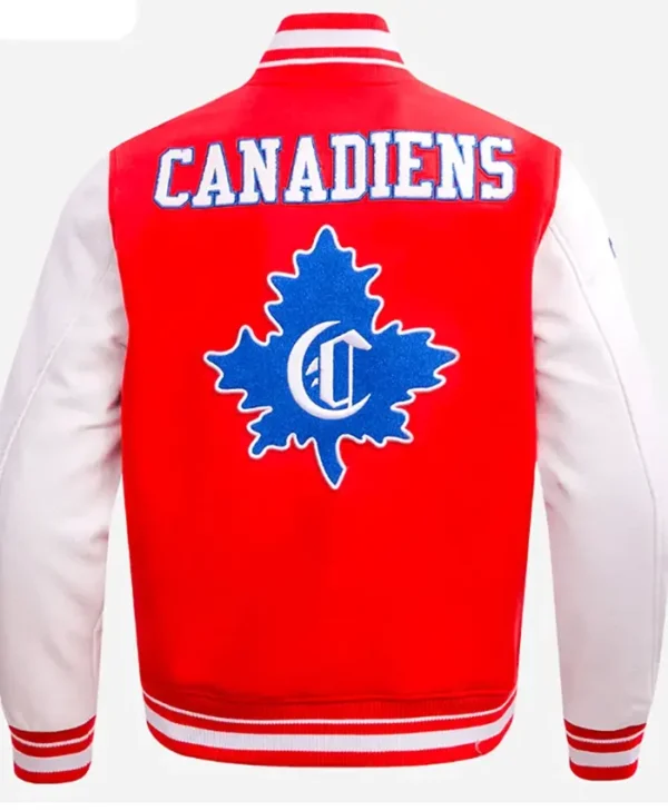 Montreal Canadiens Retro Classic Rib Red Varsity Jacket Back