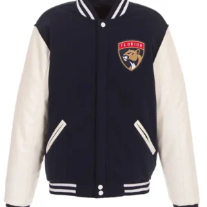 Morton Florida Panthers Navy and White Varsity Jacket