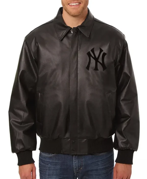 NEW YORK FULL BLACK LEATHER yankees JACKET