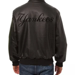 NEW YORK FULL BLACK LEATHER yankees JACKET Back