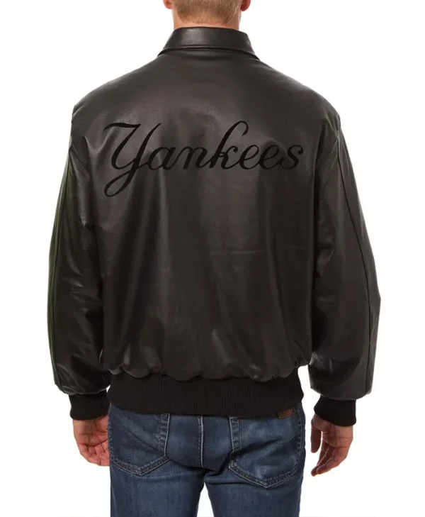 NEW YORK FULL BLACK LEATHER yankees JACKET Back