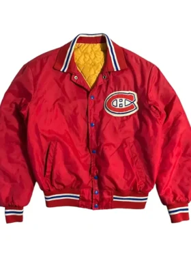 NHL 90s Montreal Canadiens Hockey Red Satin Jacket