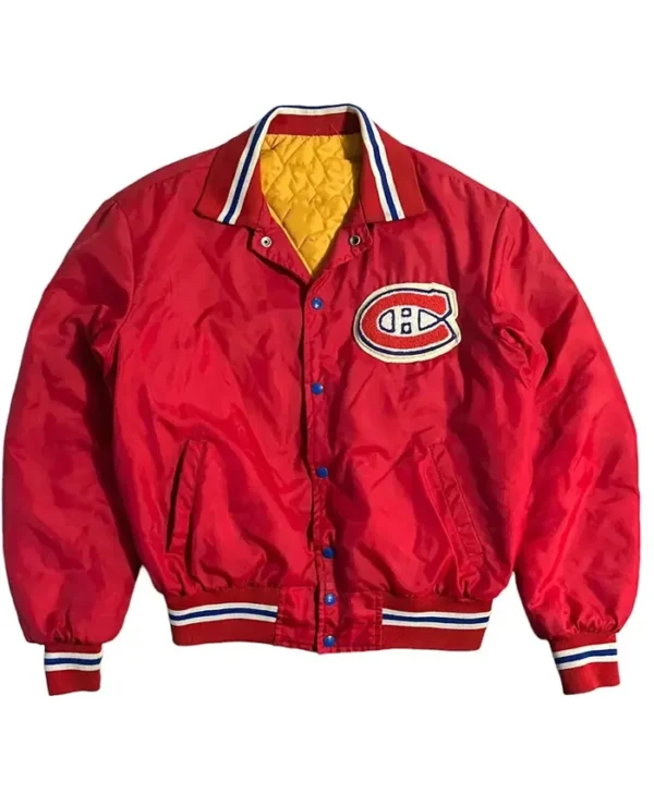 NHL 90s Montreal Canadiens Hockey Red Satin Jacket
