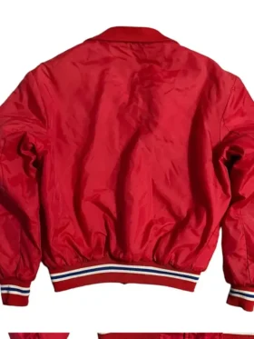 NHL 90s Montreal Canadiens Hockey Red Satin Jacket Back