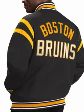 NHL Boston Bruins Tailback Black Varsity Jacket Back