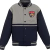 NHL Florida Panthers Youth Poly Twill Navy and Gray Jacket
