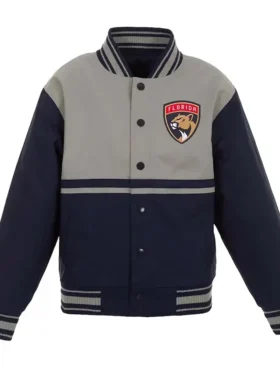 NHL Florida Panthers Youth Poly Twill Navy and Gray Jacket