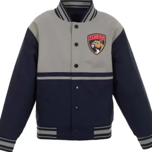 NHL Florida Panthers Youth Poly Twill Navy and Gray Jacket