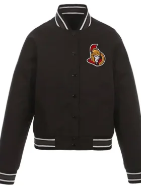 NHL Ottawa Senators Poly Twill Front Hit Black Varsity Jacket