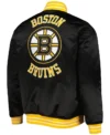 NHL Team Boston Bruins Full Snap Black Satin Jacket Back