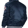 NY Yankees Bomber Blue Satin Jacket Back