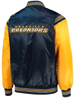 Nashville Predators Blue And Yellow Satin Jacket Back