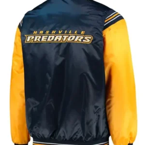 Nashville Predators Blue And Yellow Satin Jacket Back