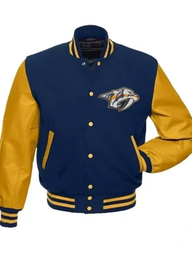 Nashville Predators Letterman Wool And Leather Jacket