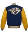 Nashville Predators Letterman Wool And Leather Jacket Back