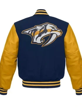 Nashville Predators Letterman Wool And Leather Jacket Back